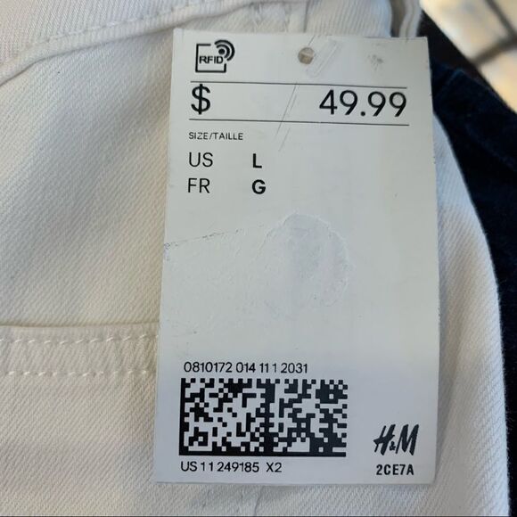 H&M White Maternity Half Panel Jeans Size Large - Picture 7 of 9